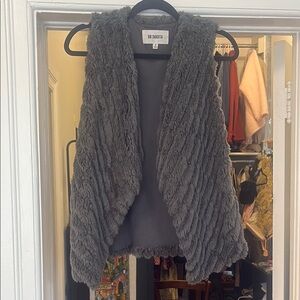 BB Dakota Gray Faux Fur Open Vest